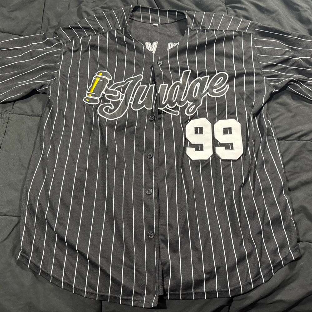 Black and White Pinstripe Baseball Jersey